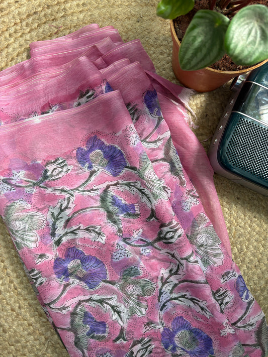 Sargam Chiffon Bagru Hand Block Printed Saree