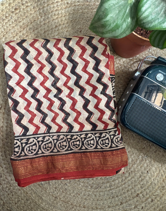 Akrita Maheshwari Silk Hand Block Printed Saree