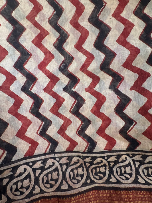 Akrita Maheshwari Silk Hand Block Printed Saree