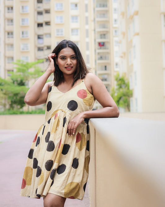 Vera Dabu Hand Block Printed Polka Dot Dress