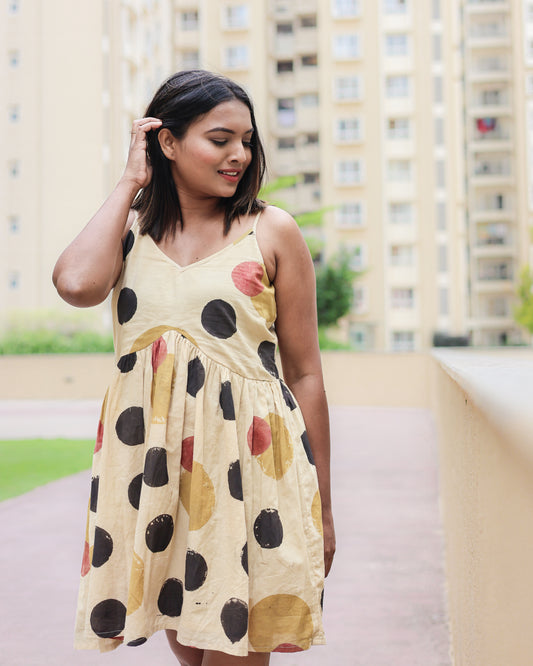 Vera Dabu Hand Block Printed Polka Dot Dress