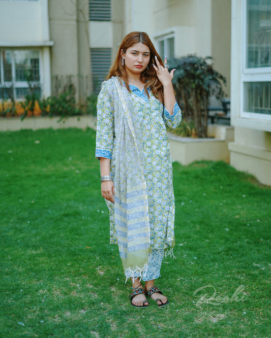 Nadia - Block Printed Cotton Suit Set