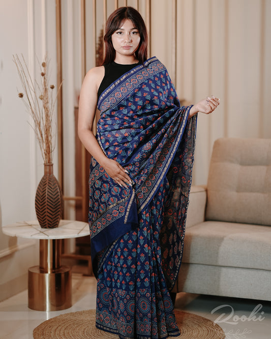 Aarini Block Printed Chanderi Silk Saree