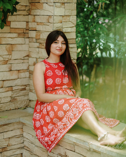 Lina Block Printed Cotton Dress