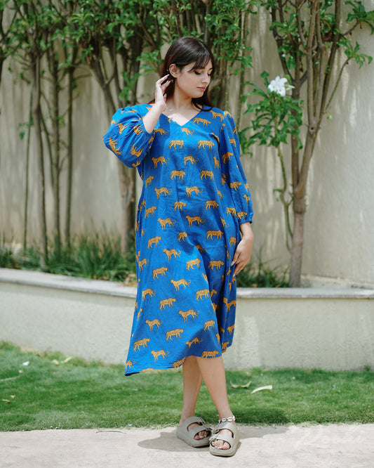 Solana Block Printed Cotton Dress