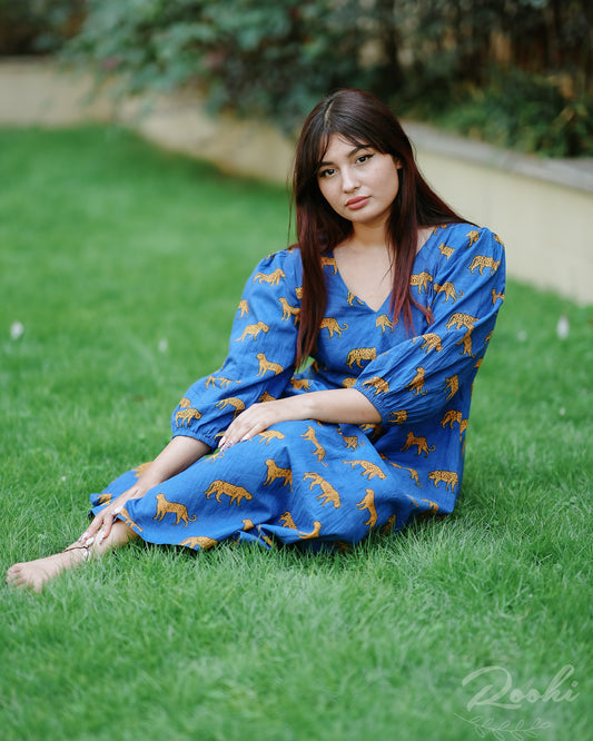 Solana Block Printed Cotton Dress
