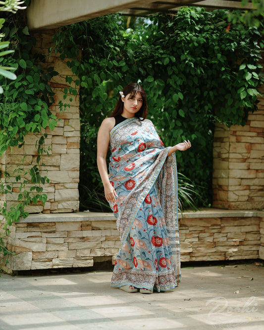 Anamika Block Printed Chanderi Saree