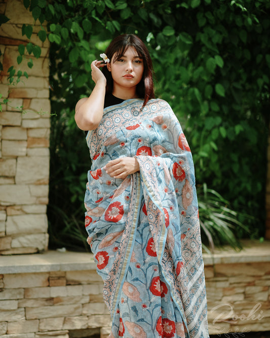 Anamika Block Printed Chanderi Saree
