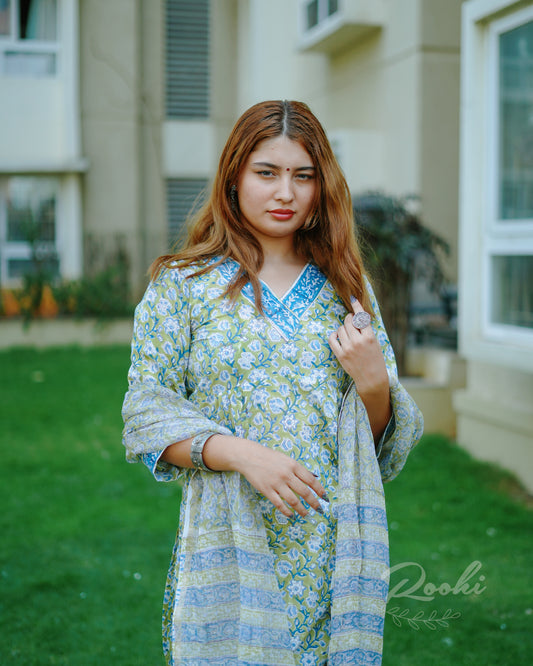Nadia - Block Printed Cotton Suit Set