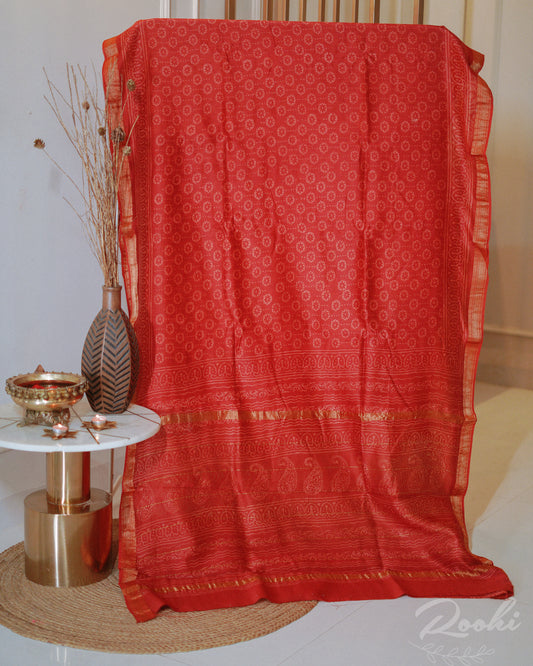 Nandika Hand Block Chanderi Saree